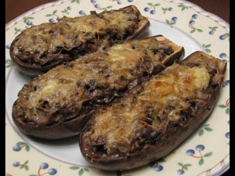 Лодочки из баклажанов с грибами
