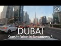 4K Sunset Drive under Dubai Skyscrapers#3: E44 to Downtown [UAE Drive3-7]