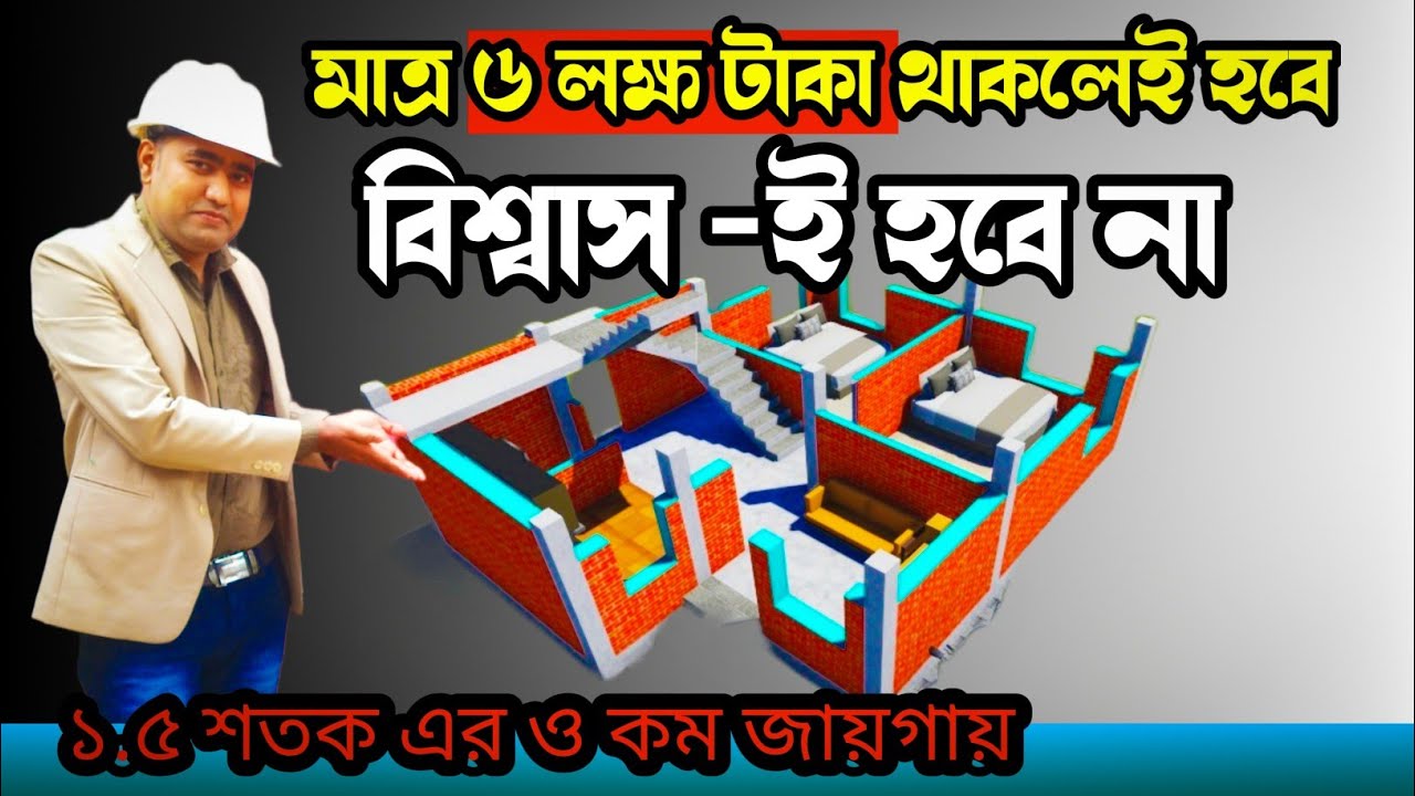 645 sqft 2 BHK simple village house plan within 1.5 satak || ৬৪৫ বর্গফুটের মধ্যে দারুন গ্রামের বাড়ি
