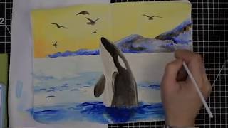 Orca in watercolour