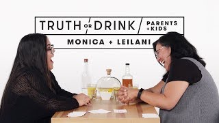 Parents and Kids Play Truth or Drink (Monica & Leilani) | Truth or Drink | Cut