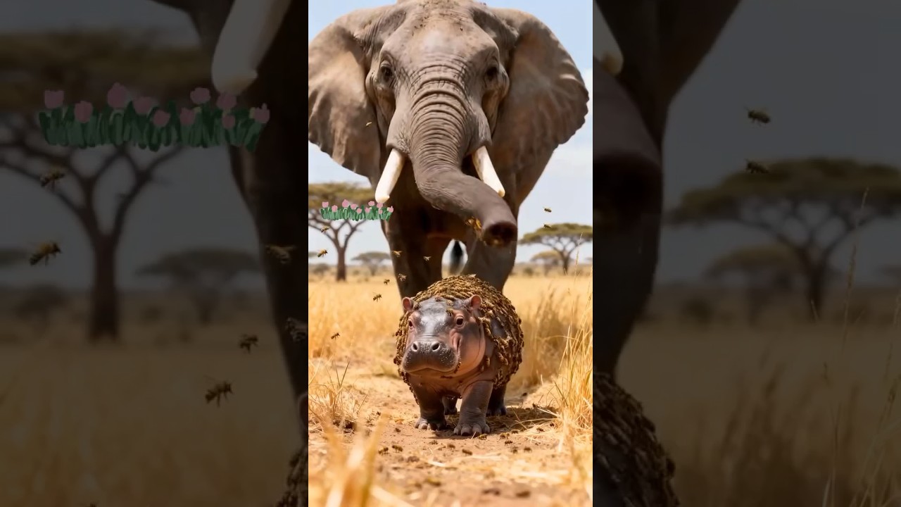 Will the Elephant’s Kindness Save the Hippo? 🐘✨🦛#safeanimals #wildliferescue #elephant #kindness