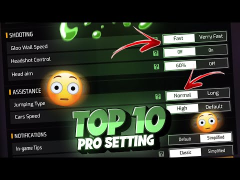 FREE FIRE TOP 10 PRO SETTINGS REVEAL 