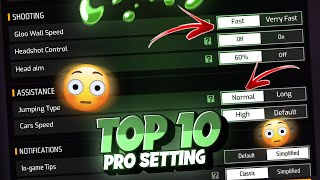 FREE FIRE TOP 10 PRO SETTINGS REVEAL | FREE FIRE BEST SETTINGS |