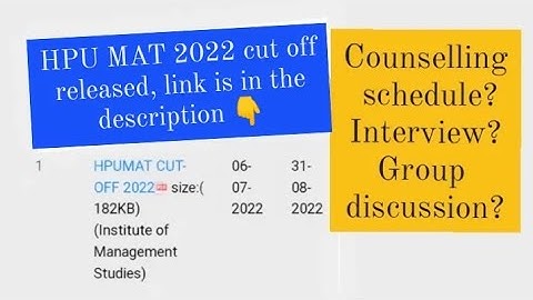 HPU MAT 2022 cut off released| Subsidised and non subsidised seats | direct link