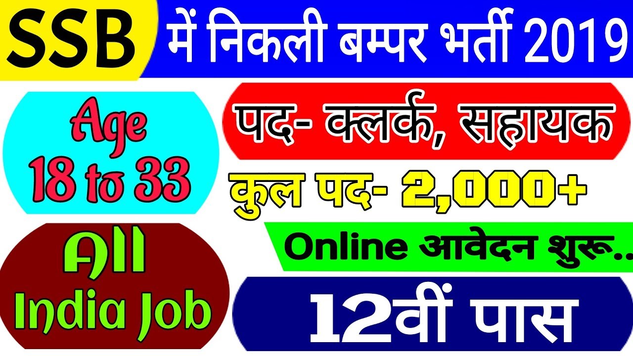 SSB Oct Recruitment 2018 | Post  2221 | All India Vacancy  Selection Process Cut Off syllabus
