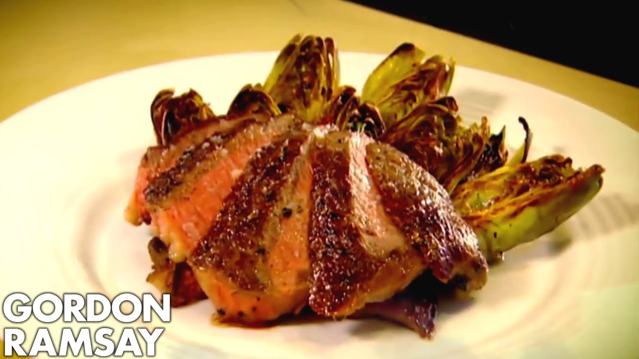 Butter Roasted Rib-Eye Steak with Grilled Artichokes | Gordon Ramsay