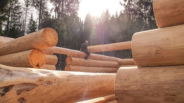 Craftsmen Build Massive Log Cabin - EP3