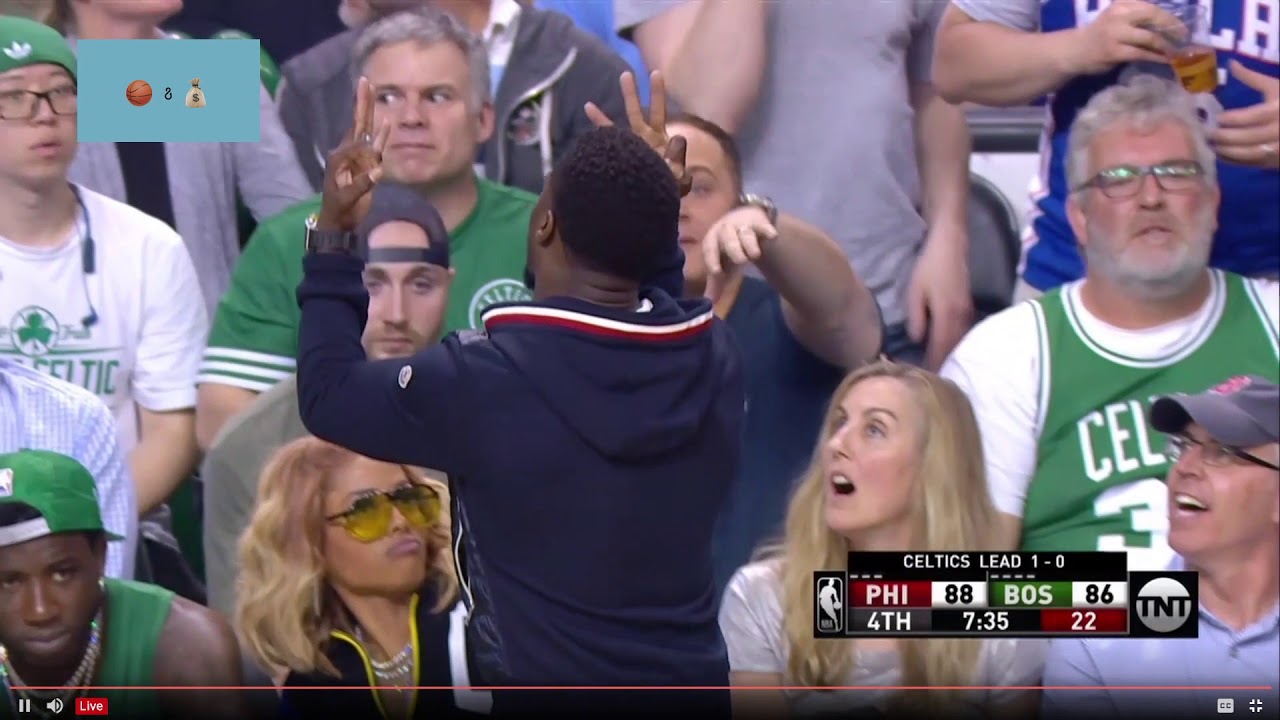Kevin Hart Taunts Celtics Fan After Joel Embiid Makes a Three - YouTube