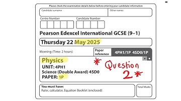 QUESTION 2: Edexcel IGCSE (9–1) Physics May 2025 Paper 1 ( UNIT: 4PH1)