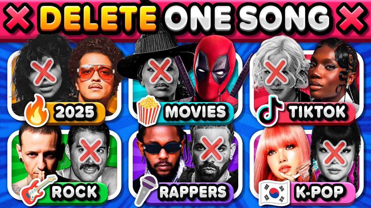 DELETE ONE SONG Random Rules, 6 Songs Challenge! Can You Delete Just ...