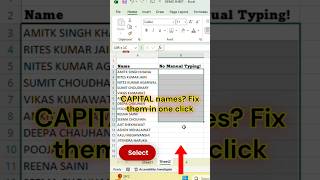 Fix CAPITAL Names in Excel in 1 Click | Proper Case Trick #Excel #ExcelTips #ExcelTricks