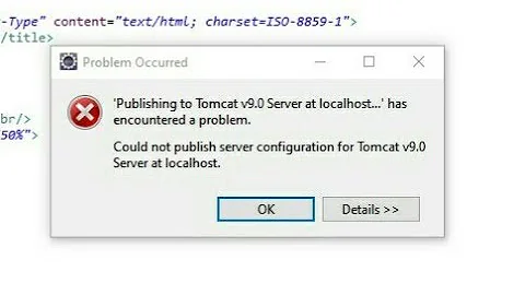 Publishing to Tomcat v9.0 server at localhost...has encountered a problem