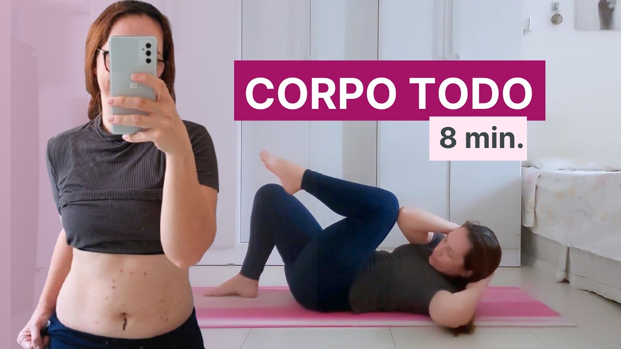 8 min Pilates para CORPO TODO - sem impacto - sem equipamentos