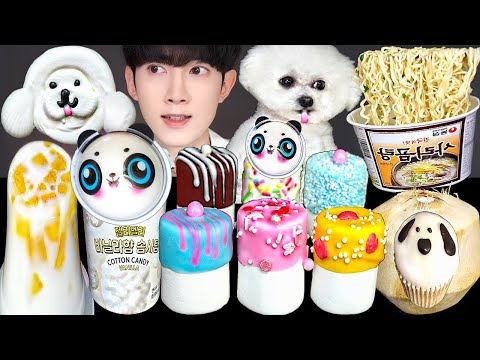 ASMR ICE CREAM WHITE FOOD JELLY <strong>RECIPE</strong> <strong>PARTY</strong> 직접 만든 마시멜로 아이스크림 젤리 먹방 DESSERTS MUKBANG EATING SOUNDS