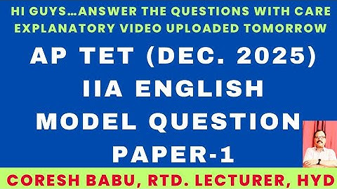 AP TET (DEC. 2025) IIA ENGLISH MODEL QUESTION PAPER-1