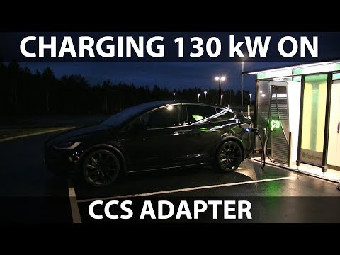 Model X 100D charging with CCS adapter on Fortum's Hypercharger