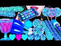 Asmr blue desserts   edible iphone galaxy candy drinking sounds      mukbang