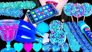 ASMR BLUE DESSERTS 파란색 디저트 EDIBLE iPHONE, GALAXY CANDY, DRINKING SOUNDS 신기한 물먹방, 갤럭시 음식 모음 MUKBANG