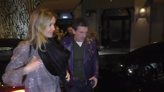 Antonio Banderas and girlfriend Nicole Kimpel leave a dinner date at Craigs restaurant in Los Angele