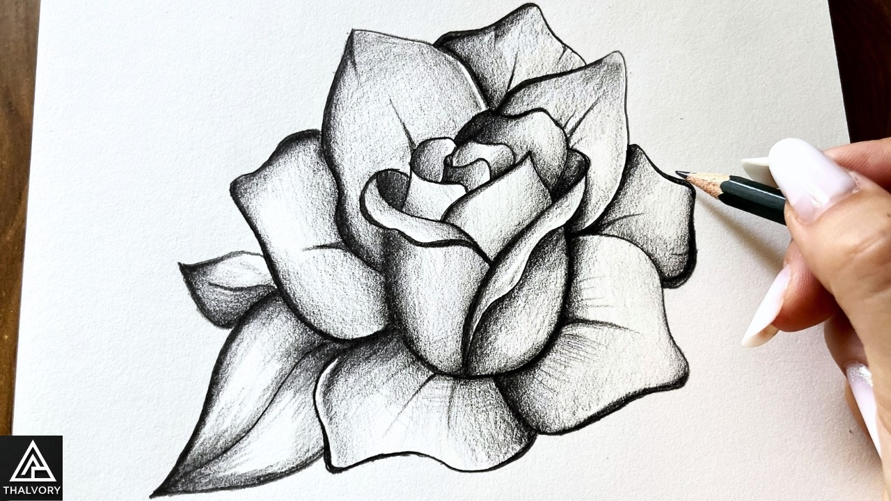 How to Draw a Realistic Rose with Only One HB Pencil | Easy Step