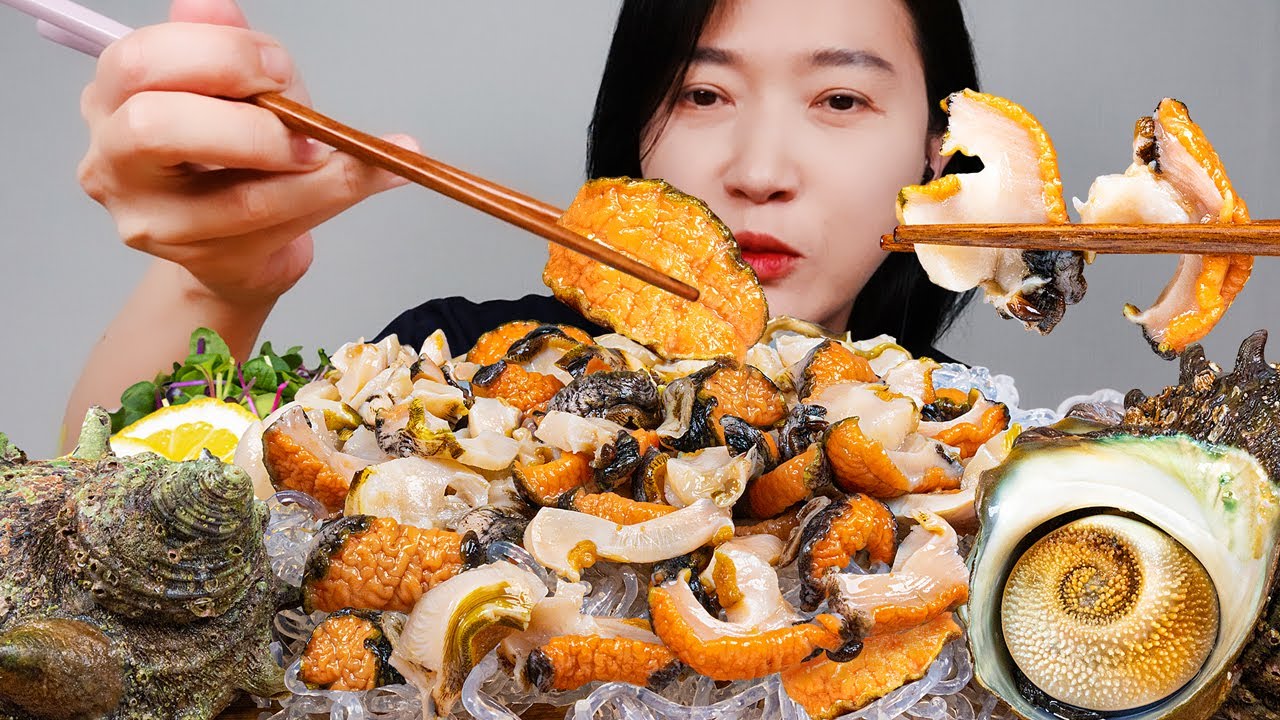 Корейская еда раковина сашими мукбанг звуки еды