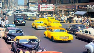A Day in New York 1940s in color [60fps, Remastered] w\/sound design added