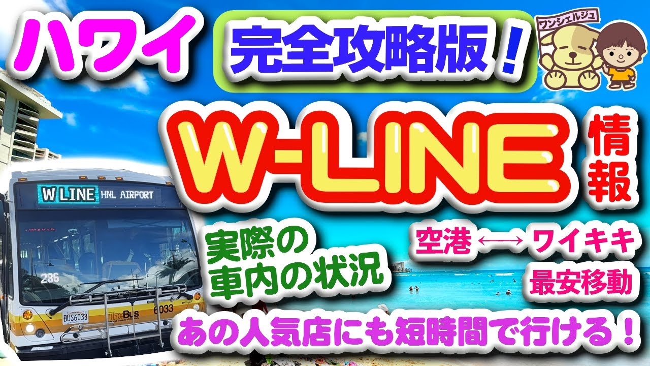 ハワイ最新 空港バスW LINE完全版！ 実際に空港ワイキキ間と普段の移動に利用！荷物規定・実際の車内の状況・乗り場までの２ルート・空港ワイキキ間の所要時間・停留所・料金・ホロカードの買い方と注意点