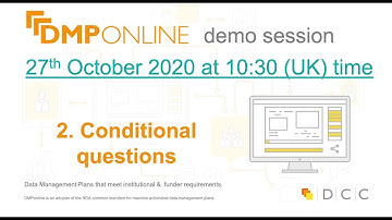 DMPonline demo session - Conditional Question 27 October 2020