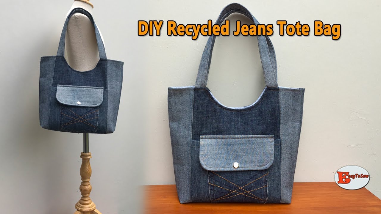 DIY RECYCLED JEANS TOTE BAG | JEANS BAG | DIY BAG OUT OF OLD CLOTHES ...