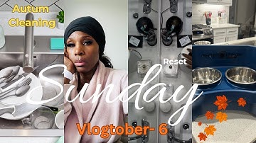 Vlogtober 6✨ Sunday Reset Deep Cleaning Vlog | Cozy Kitchen + Bathroom Makeover & Pet Care 🧼🐾