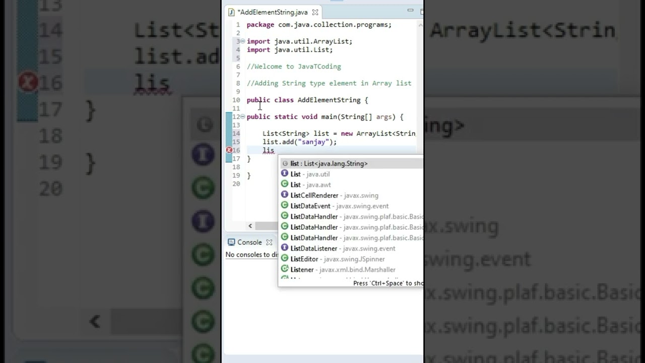 Add string type elements to Arraylist #shorts #shortsfeed #youtubeshorts