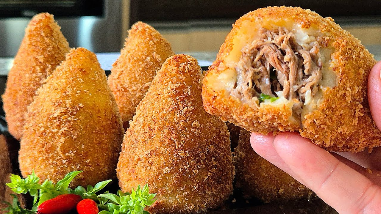 MASSA DE BATATA e o RECHEIO de COSTELA COM REQUEIJÃO uma COXINHA PERFEITA