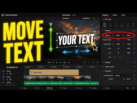 How to change position of text in DaVinci Resolve