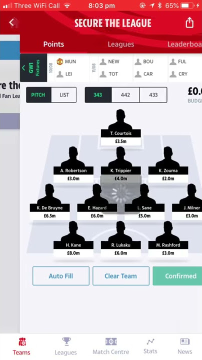 My sun dream team 18/19
