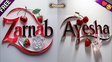 How To Create Multi Colour 3d Name Dp With Strawberry And Cherry Decorated Ai images | bing ai #meta