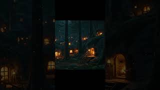 Enchanted Forest at Night with Cozy Animal Cabins ✨ Fantasy Music Ambience #study #relax #sleep