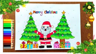 วาดรูปประกวดวันคริสต์มาส  ระบายสีไม้สวยๆ  //easy christmas drawings, wood coloring, christmas screenshot 5