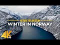 4k winter in norway  ambient drone film  birds eye view of most famous places 9 hours