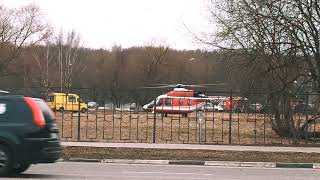 Вертолет в Химках у больницы.