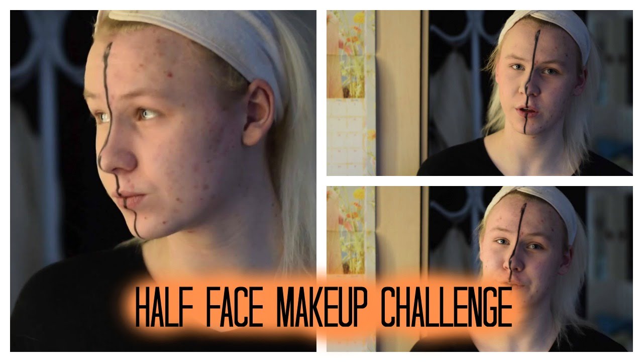 HALF FACE MAKEUP CHALLENGE YouTube