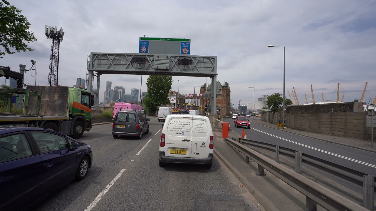Blackwall tunnel both side approach 4K London Drive Canary Wharf Video
