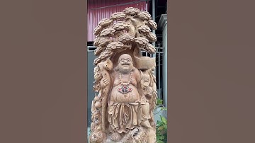 Di Lạc Ngũ Phúc Ngụ Gốc cây Tùng bách thiềm thừ tài Lộc Kt: cao 215-r70-s30( cả kỷ cao 230cm #dilac