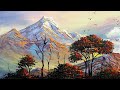 Mountain and Flowers Painting | How to Paint Mountain and Flowers in Acrylics ???