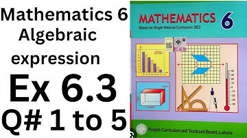 Mathematics class 6  Domain 2 Ex 6.3| class 6 Unit 2 Ex 6.3 Q# 1 to 5@ytacademy198