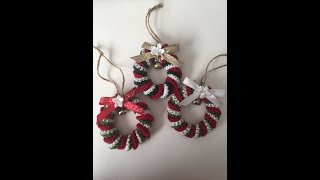 DIY Crochet Small Christmas Wreath Ornament  Step by Step Directions