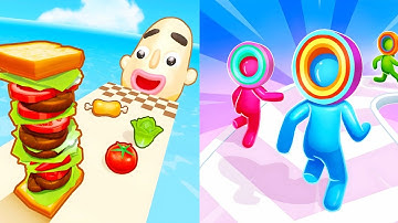 Layer Man vs Sandwich Runner - Satisfying Gameplay All Levels / ASMR Game