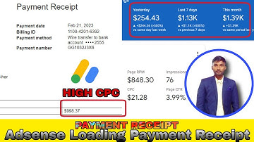 Adsense Loading Payment Receipt Video | Adsense Loading High Cpc Tricks 2023 | Online Make Money |