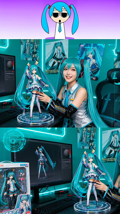 Real Hatsune Miku Cosplay with 1/7 Scale Figure | Collector’s Desk Setup #hatsunemiku #sprunki