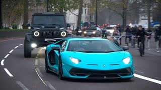 Supercars in London #CSATW240 [SVJ, Vanquish Zagato, Tributo, Murcielago, F12, Huracan EVO and more]